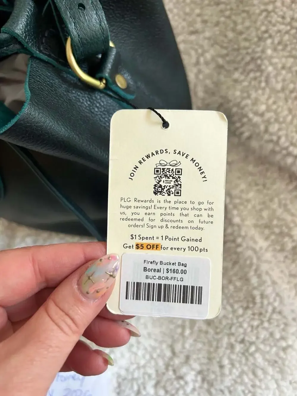 BNWT- Portland Leather Goods Firefly Bucket Bag in Boreal Green- PREMIUM